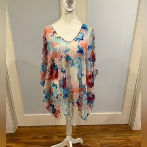 Buddy Love Blue and Pink Sheer Top